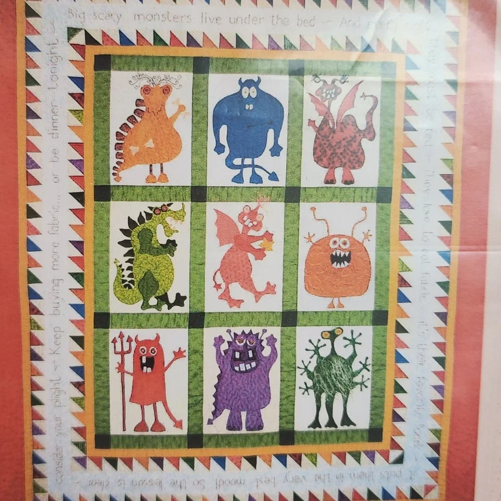 Susan H Garman Monsters Quilt Pattern BOM 2001 Complete 9 blocks, Sashing Border